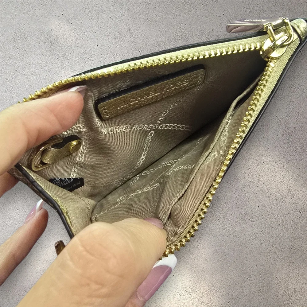 Michael Kors Jet Set‎ Small Metallic Gold Leather Coin Purse Wallet